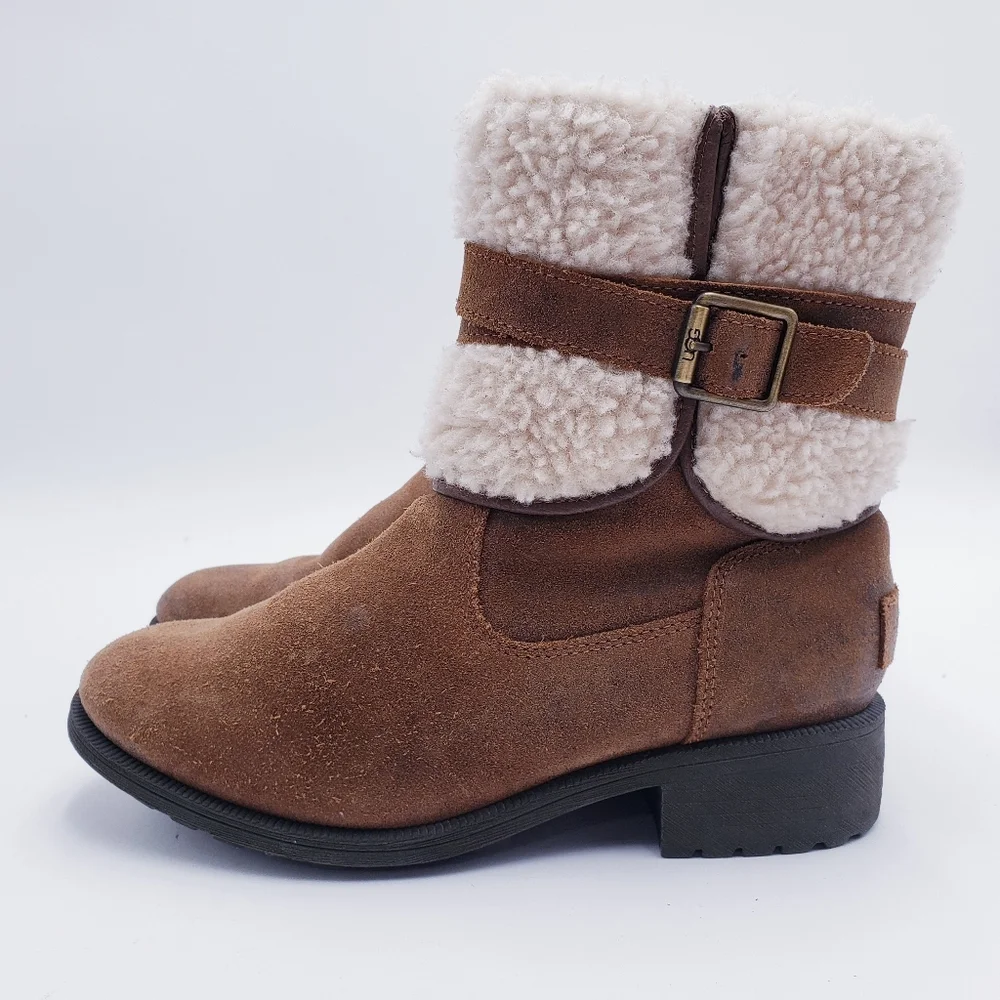 UGG Women's Size 7 Blayre III Boot Snow Boots Chestnut Brown Fur‎ Lined